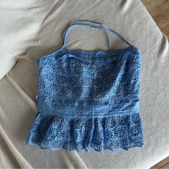 NWT J. Crew Blue Ruffled Peplum Camisole - Picture 2 of 5